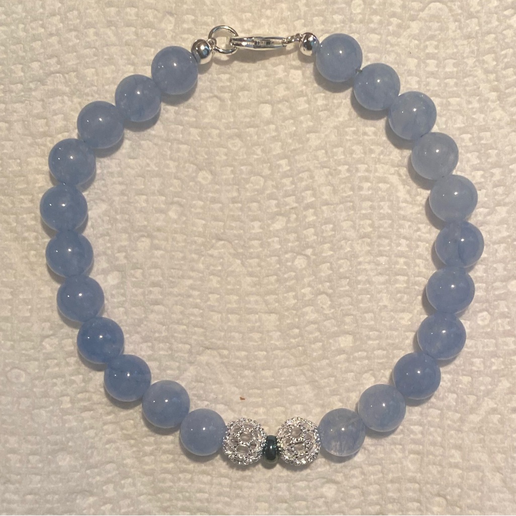 Aquamarine And Sterling Silver Filigree Bracelet